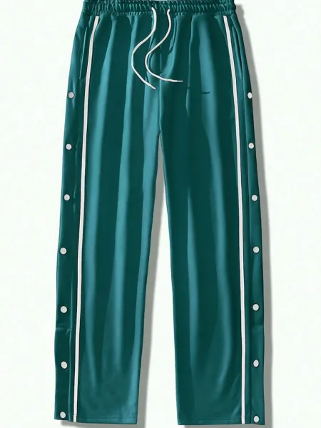 Design Button-Side Track Pants Gray Sweatpants - 3
