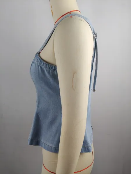 Design Denim Corset Top Blue Women's Vest-Top Vest Top - 23