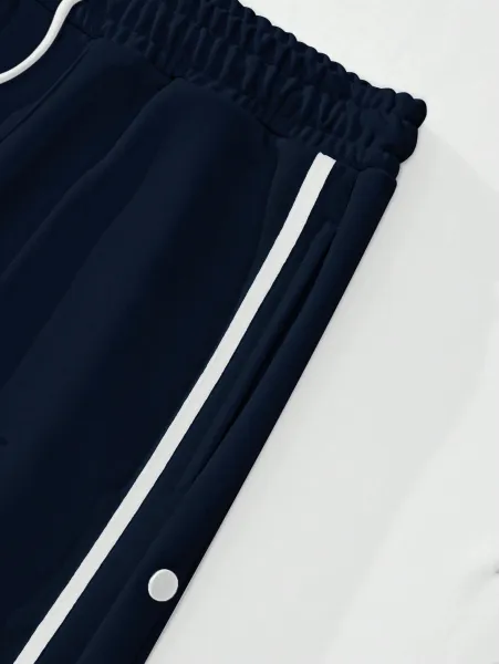 Design Button-Side Track Pants Gray Sweatpants - 16