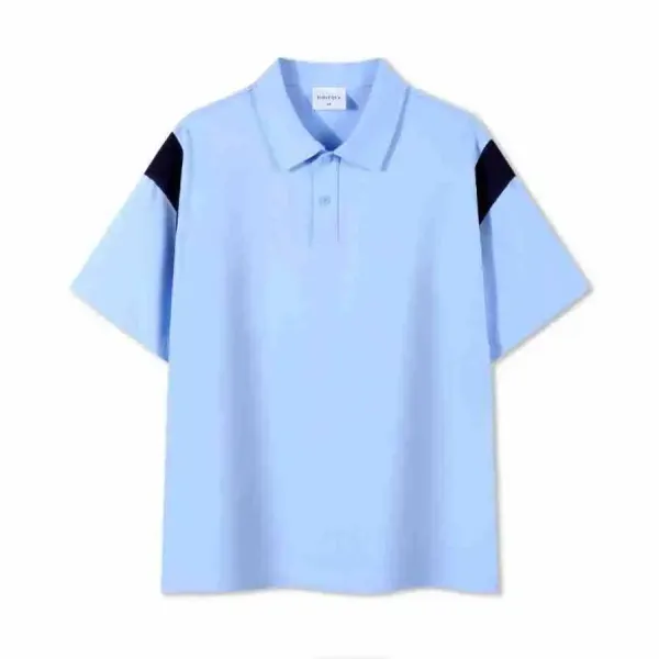 Design Color-Block Polo Shirt Light Blue Tops Polo - 1