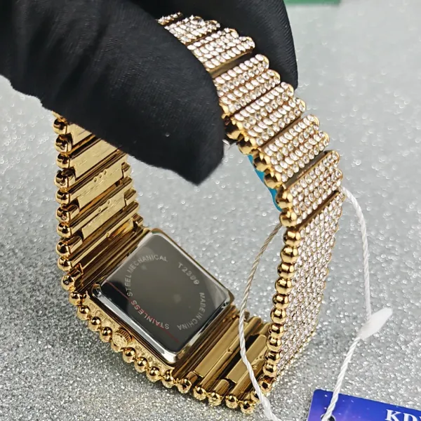 Design Black Pave-Set Square Watch with Diamond-Encrusted Band Watches - 10