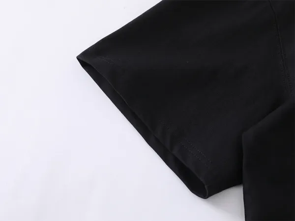 Design Layered Collar V-Neck T-Shirt Black - 20