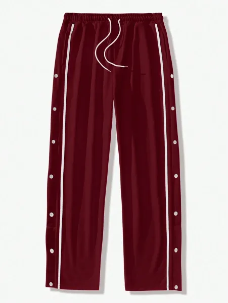 Design Button-Side Track Pants Gray Sweatpants - 27