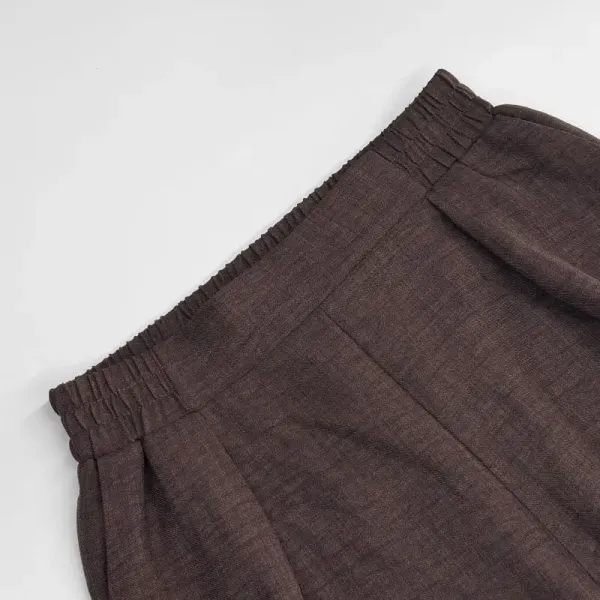 Design Wide-Leg Linen Blend Pant Set in Taupe with Woven Tote Bag - 18