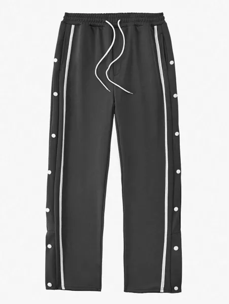 Design Button-Side Track Pants Gray Sweatpants - 33
