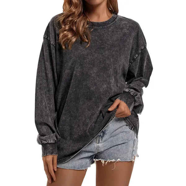 Design Acid Wash Olive Long Sleeve Tee T-Shirts - 17