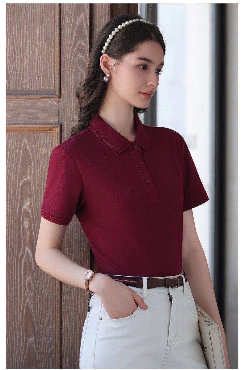 Design Unbranded Classic Polo Shirt Burgundy Tops Polo - 24