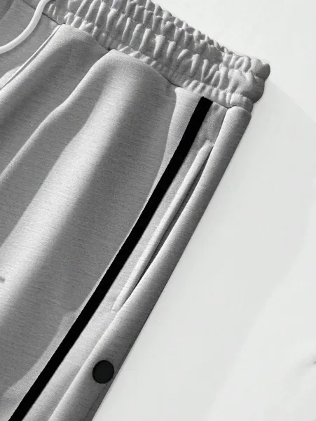 Design Button-Side Track Pants Gray Sweatpants - 43