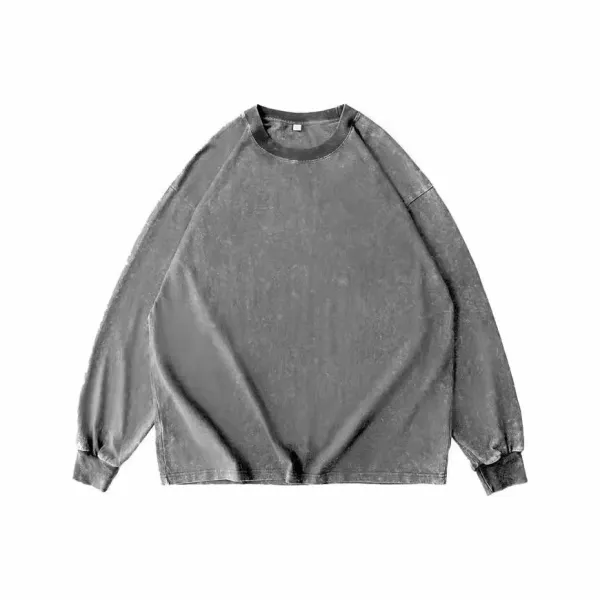 Design Acid Wash Olive Long Sleeve Tee T-Shirts - 26