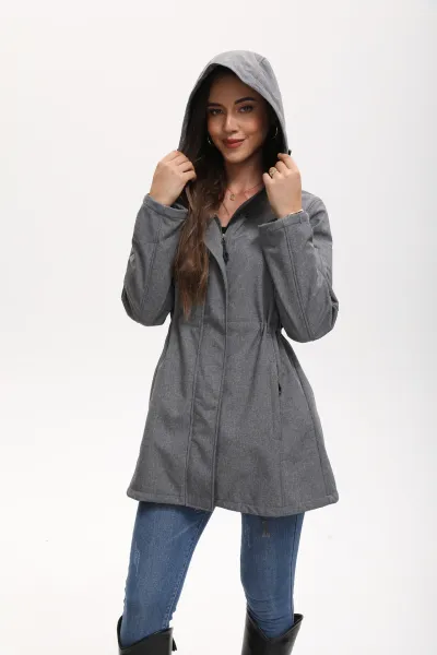 Design Water-Resistant Hooded Trench Coat in Black Outerwear - 7