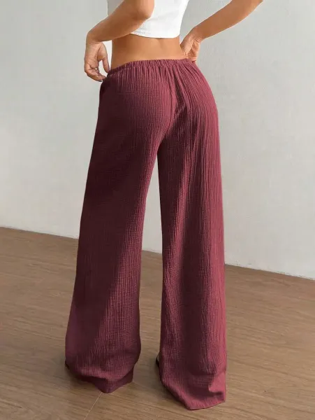 Design Wide-Leg Crinkle Cotton Pants White - 7