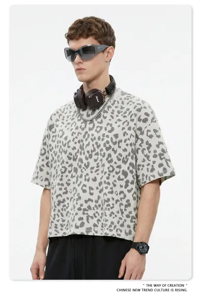 Design BE Thrived Grey Apriko Leopard Print T-Shirt T-Shirts - 17