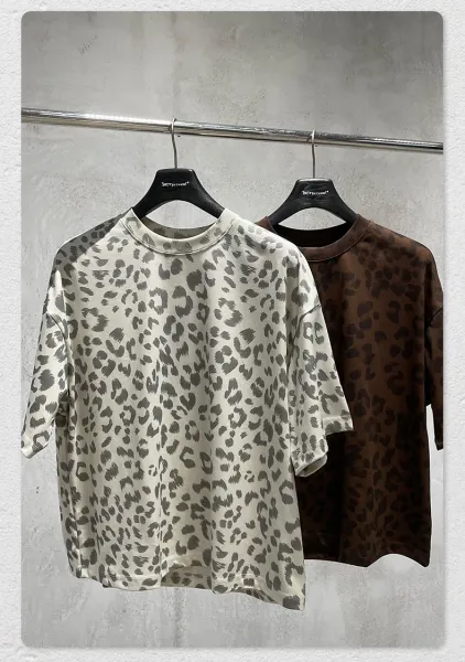 Design BE Thrived Grey Apriko Leopard Print T-Shirt T-Shirts - 25