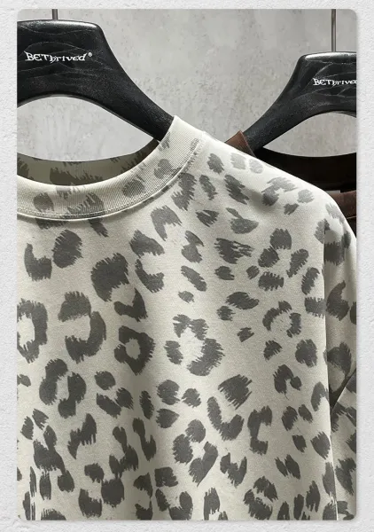 Design BE Thrived Grey Apriko Leopard Print T-Shirt T-Shirts - 26