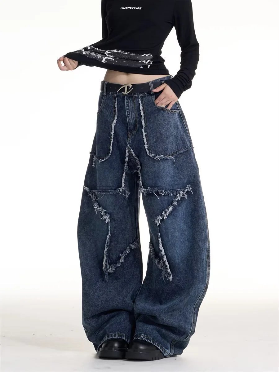 Design Distressed Wide-Leg Jeans Blue - 11