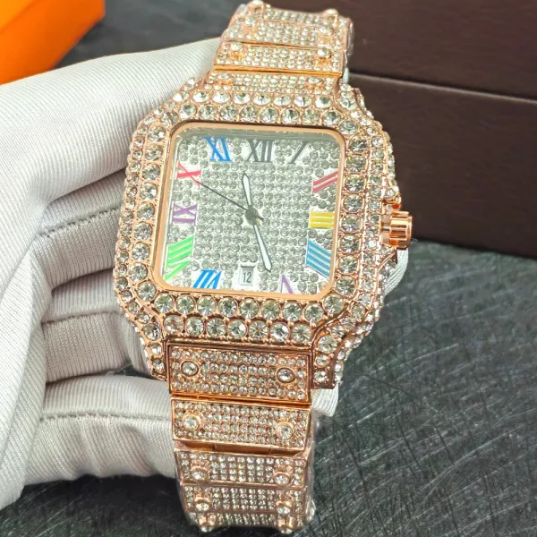 Design Square Crystal-Encrusted Watch Multicolor Rose Gold Tone Watch Watches - 7