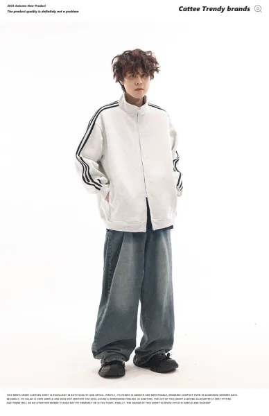 Design Track Jacket Navy with Gold Stripes Outerwear - 23