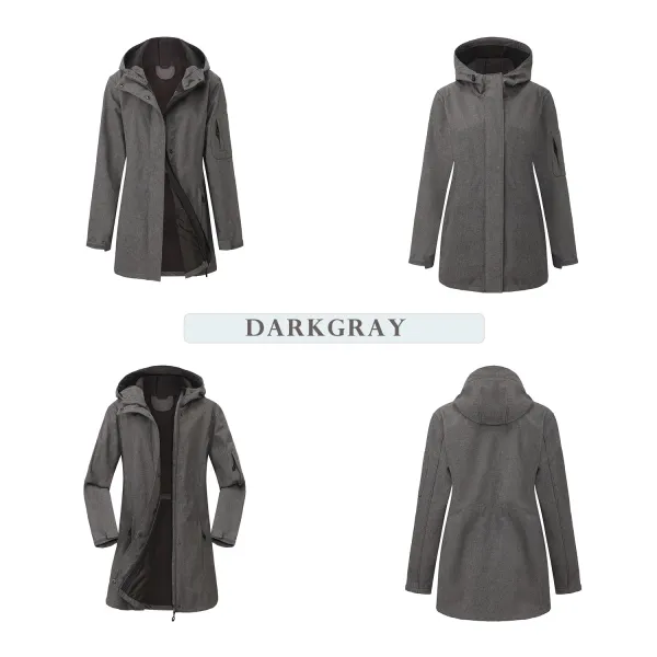 Design Water-Resistant Hooded Trench Coat in Black Outerwear - 19