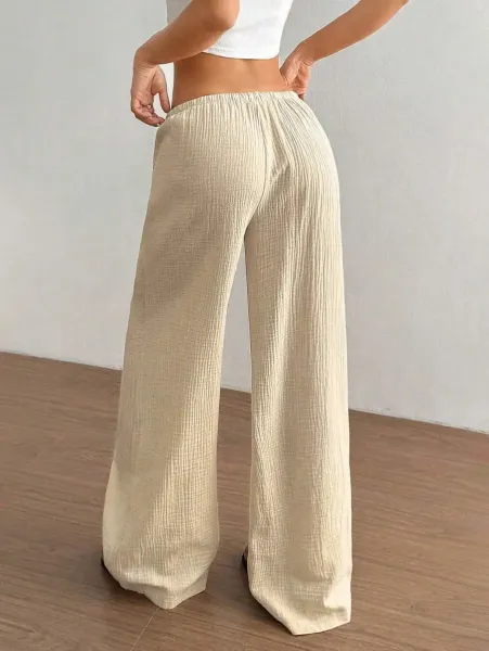 Design Wide-Leg Crinkle Cotton Pants White - 27