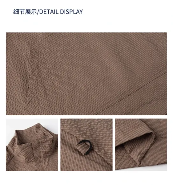 Design Waffle-Textured Half-Zip Poncho Top Brown - 6