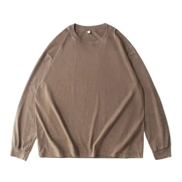 Design Acid Wash Olive Long Sleeve Tee T-Shirts - 24