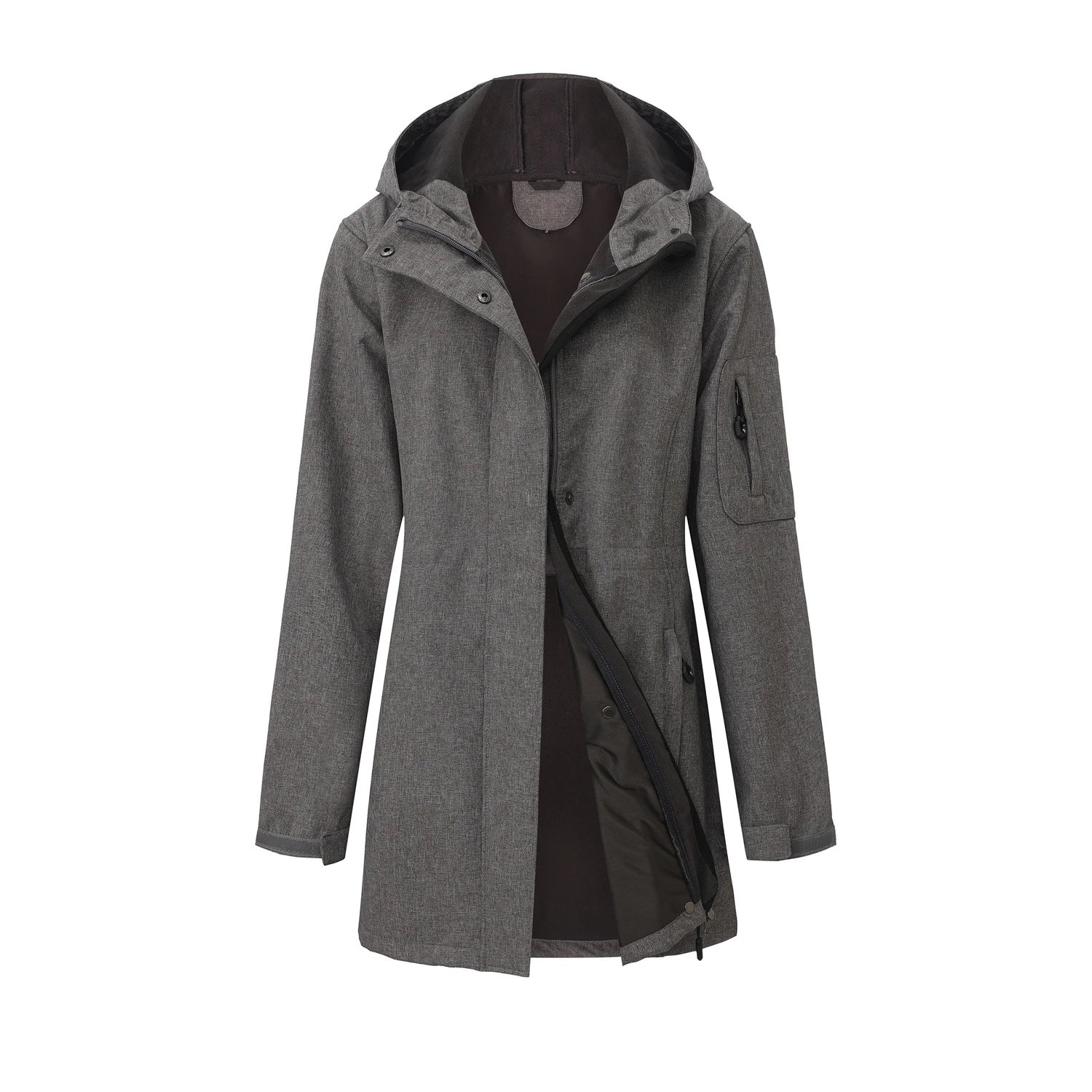 Design Water-Resistant Hooded Trench Coat in Black Outerwear - 42