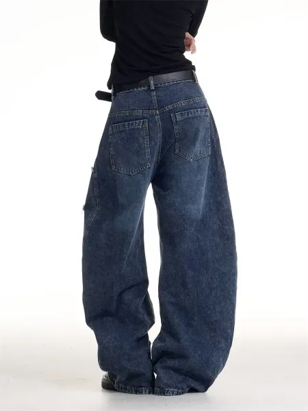 Design Distressed Wide-Leg Jeans Blue - 6