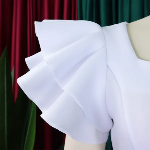 Design Metamorphosis Girl Ruffled Sleeve Bodycon Dress White Dress - 20