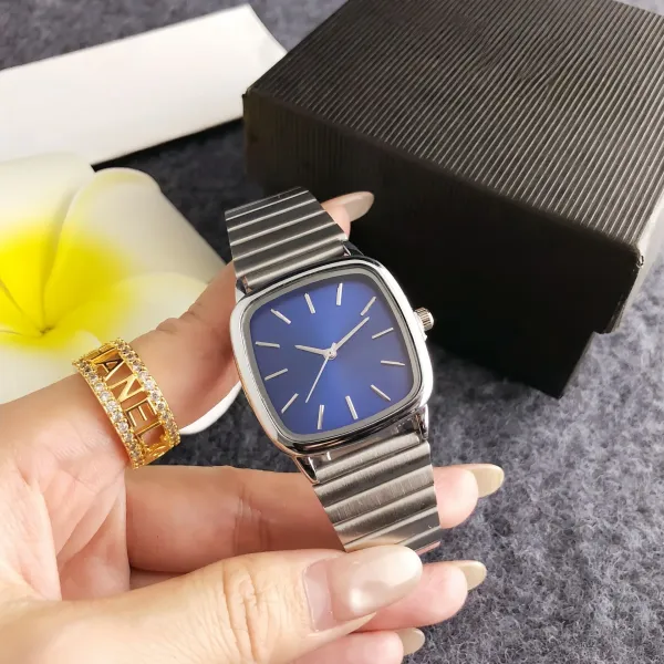 Design Square Dial Blue Face Stainless Steel Watch Watches - 1