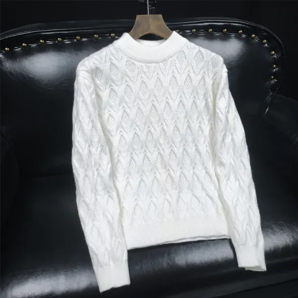 Design Cable Knit Diamond Pattern Turtleneck Sweater Black - 3