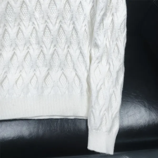 Design Cable Knit Diamond Pattern Turtleneck Sweater Black - 15