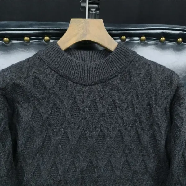 Design Cable Knit Diamond Pattern Turtleneck Sweater Black - 16