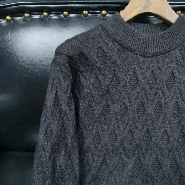 Design Cable Knit Diamond Pattern Turtleneck Sweater Black - 19