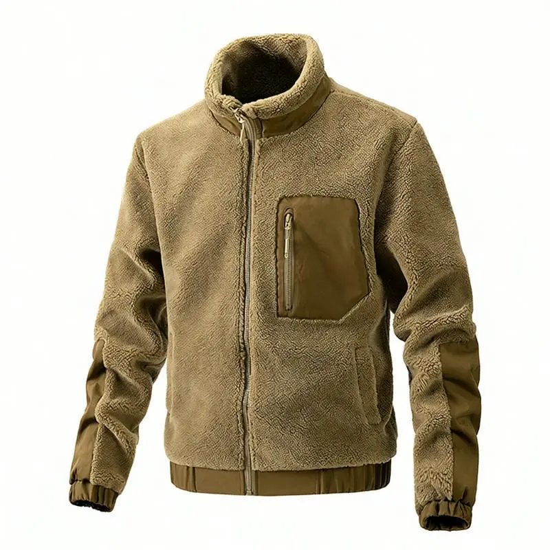 Design Fleece Sherpa Jacket in Olive Green Outerwear Jacket - 1