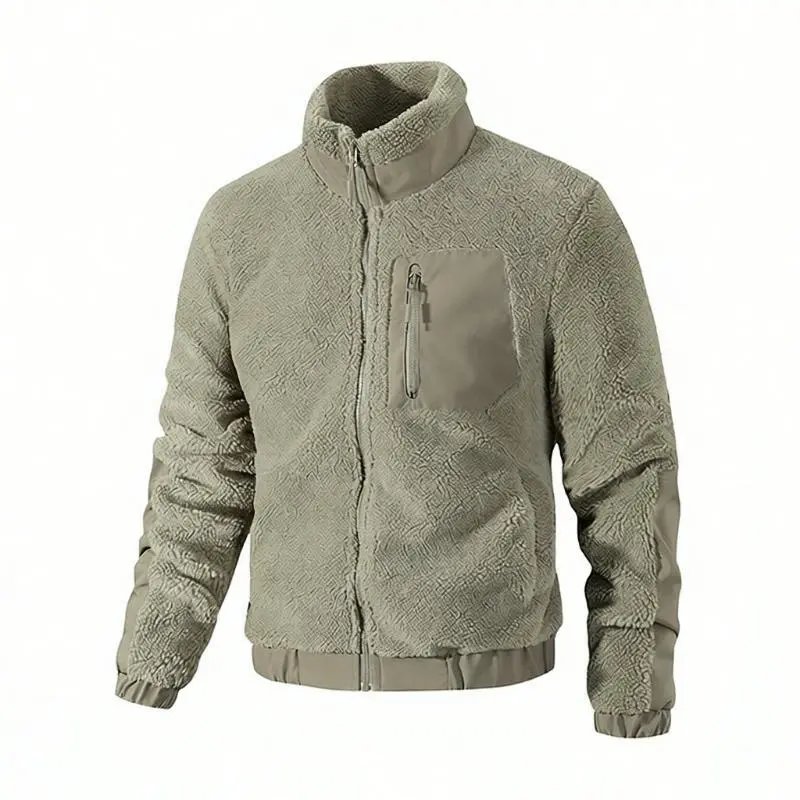 Design Fleece Sherpa Jacket Olive Green Outerwear Outerwear Jacket - 1
