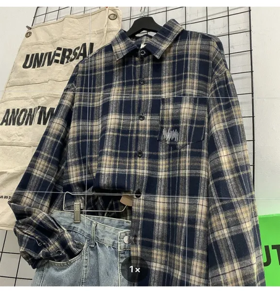 Design Flannel Shirt Brown Gray Plaid Shirt - 16