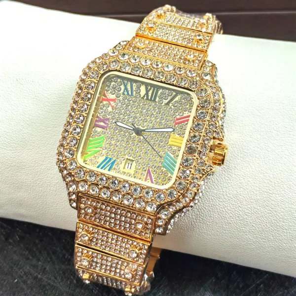 Design Square Crystal-Encrusted Watch Multicolor Rose Gold Tone Watch Watches - 16