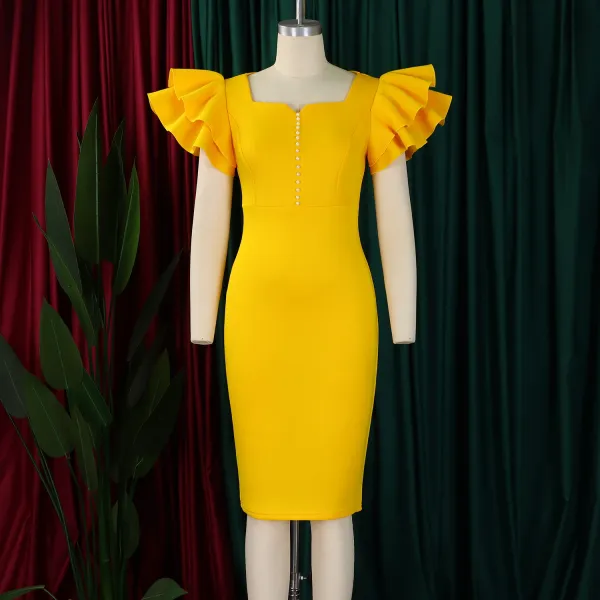Design Metamorphosis Girl Ruffled Sleeve Bodycon Dress White Dress - 32