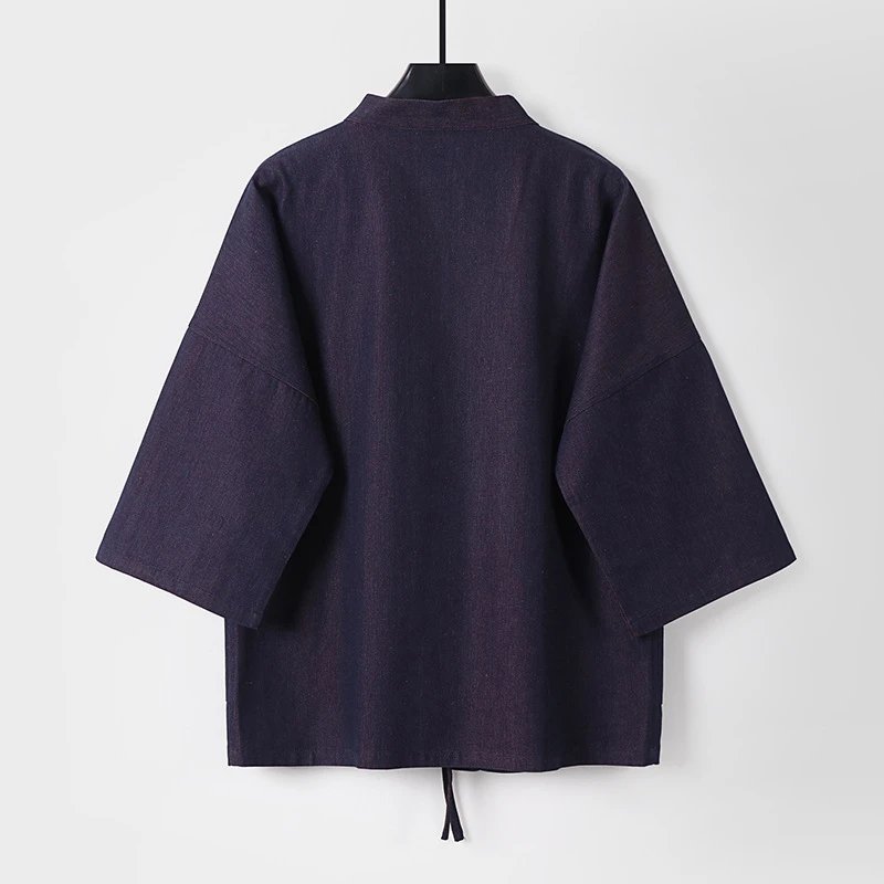Design Haori-Style Oversized Kimono Jacket Navy Outerwear - 5