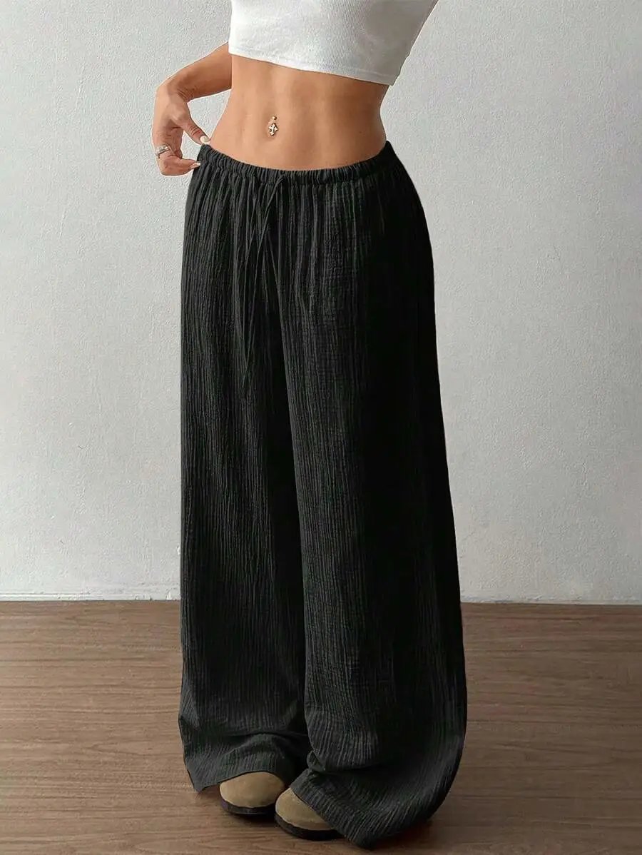Design Wide-Leg Crinkle Cotton Pants White - 15