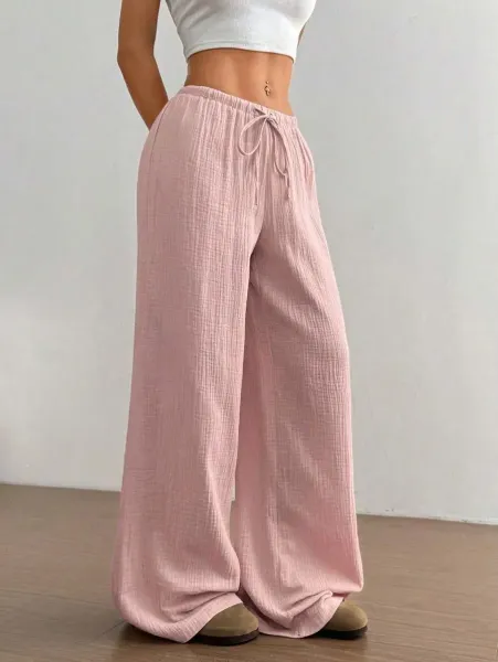Design Wide-Leg Crinkle Cotton Pants White - 21