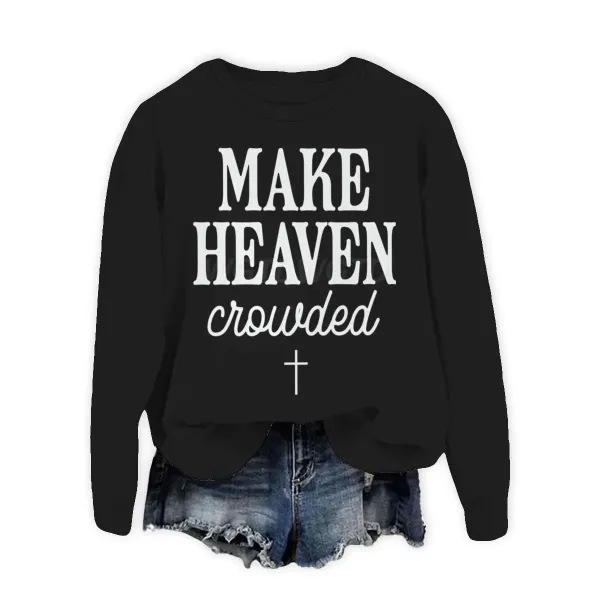Design Make Heaven Crowded Black Cropped Sweatshirt Sweater - 1