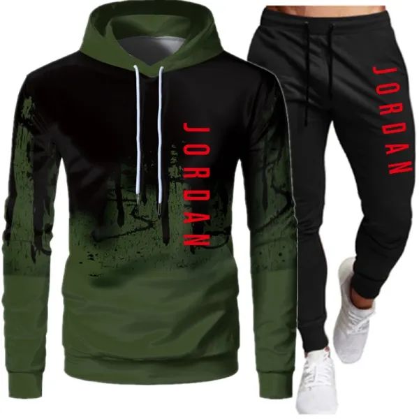 Design Jordan Brand Graphic Hoodie and Sweatpants Set Army Green Black Sets - 10