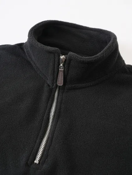 Design Quarter-Zip Fleece Pullover Black Sweater - 16