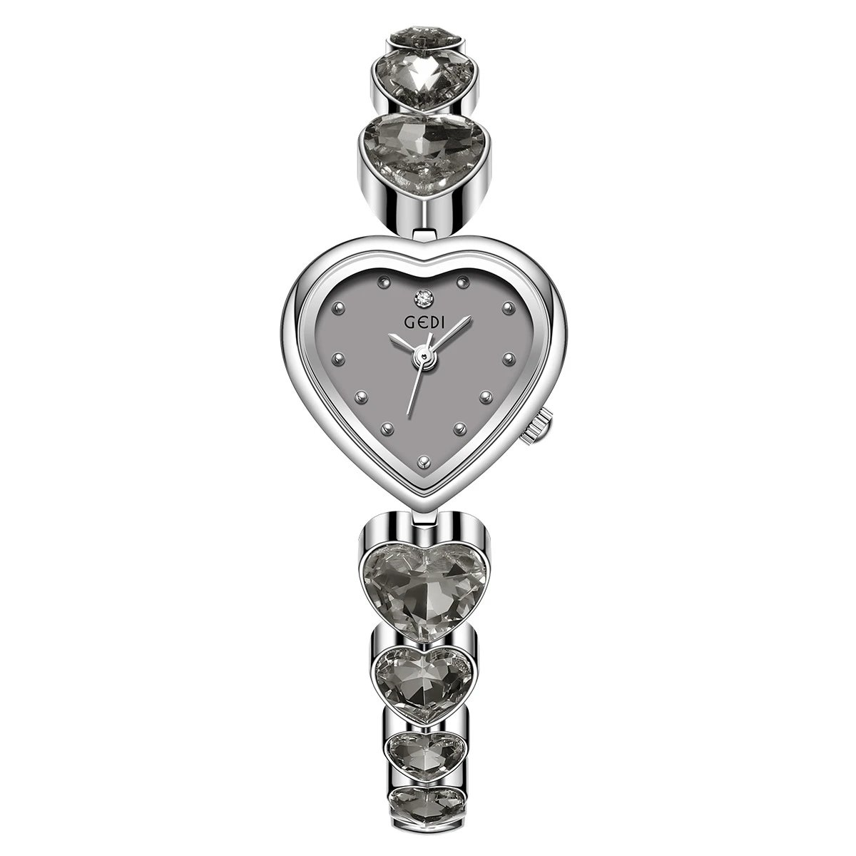 Design GEDI Heart-Shaped Crystal Dial Silver Watch Watches