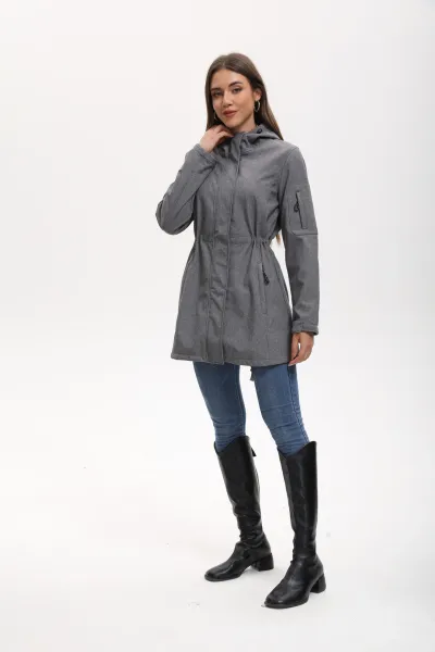 Design Water-Resistant Hooded Trench Coat in Black Outerwear - 3