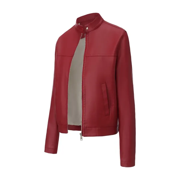 Design Faux Leather Moto Jacket Navy - 17