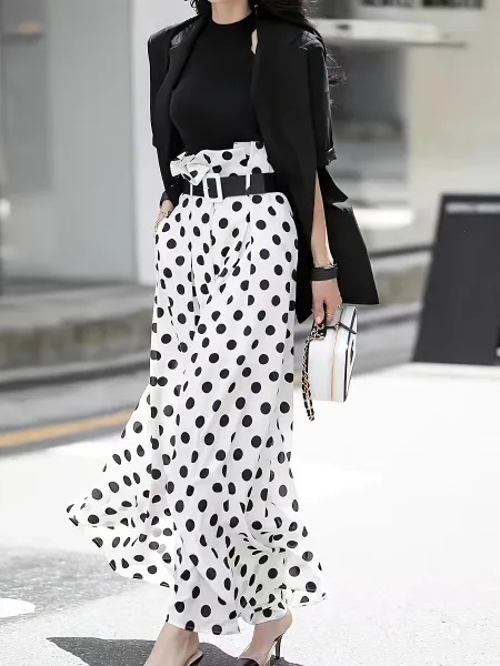 Design Polka Dot Wide-Leg Palazzo Pants Olive Green - 9