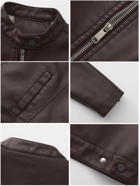 Design Faux Leather Moto Jacket Navy - 25