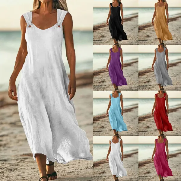 Design Sleeveless Ring-Strap Maxi Dress Red - 4